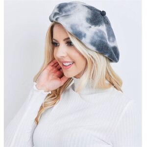 Tie-Dye Beret Black and White Fashion Hat-OS